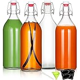YEBODA 32oz Swing Top Bottles -Glass Beer Bottle with Airtight Rubber Seal Flip Caps for Home Brewing Kombucha,Beverages,Oil,