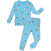 moimoln Sibling Matching 6M-8Y Soft Warm Cotton Modal Character Long Sleeve Snug-Fit Pajama Long Sleeve Sleepwear Daily