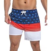 SILKWORLD Mens Swim Trunks 2 in 1 Quick Dry Bathing Suit with Compression Liner Beach Shorts with Zipper Pockets