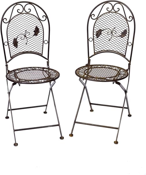 Nostalgie Gartenstuhl 9kg Schmiedeeisen Klappstuhl Stuhl antik Stil braun Eisen