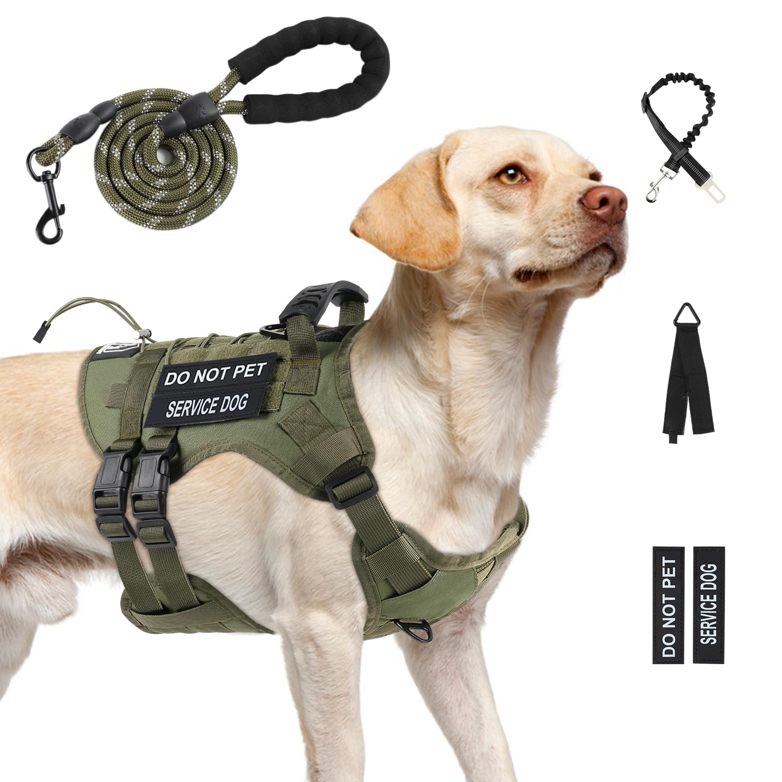 Photo 1 of ****Parts only***

Yungaspy No Pull Tactical Dog Harness for Large Dogs, Escape Proof Molle Dog Vest Harness and Leash Set, Adjustable Military Service Dog Harness with Handle for Medium Large Dogs(Green, L)