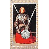 Saint Joan of Arc Pewter Medal Pendant with Prayer Card