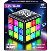 Niufunmal Rechargeable Puzzle Cube with Games - 15-in-1 Fun Brain Memory & Speed Games for Kids Teens - Christmas Easter Birthday Gifts for Boys Girls Ages 6-12+ Years Old with Score Screen (Black)