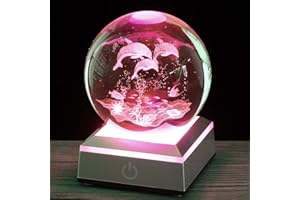 YANZXU 3D Crystal Ball Dolphin lamp, LED lamp Holder, Christmas Gift, Children's Birthday Gift, Girlfriend's Gift, Student Student and Anniversary Ceremony…