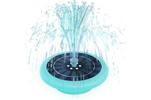 GGII Solar Fountain, Upgrade Solar Fountain for Bird Bath with RGB Lights, Solar Water Fountain with 6 Nozzle, 4 Fixed Pipes, Solar Powered Water Fountain for Pool, Humingbirds, Garden, Pond and Fish