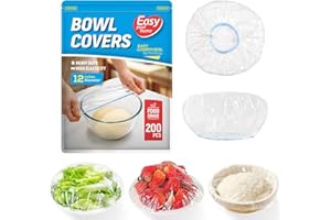 200PCS 12Inch Bowl Covers, Food Cover Dish Covers, Elastic Stretch Food Storage Lids, BPA-Free Plastic Wrap for Sourdough Pro