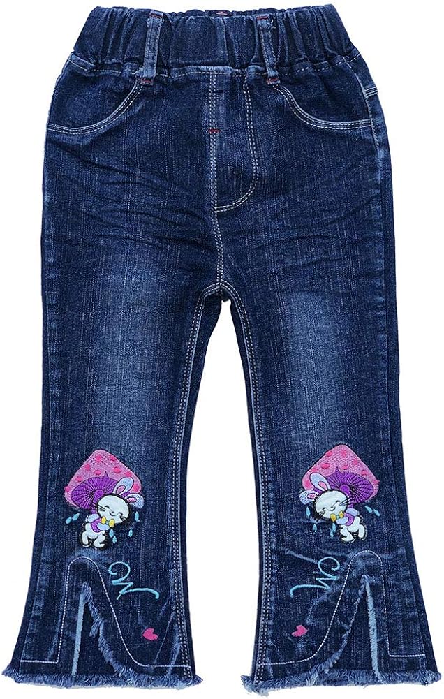 Peacolate 2-7T Toddler Big Girls Pants Clothing Set 2pcs Cotton top and Jeans: Clothing