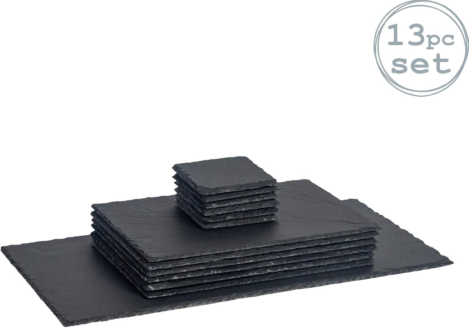 Argon Tableware Square and Rectangular Natural Slate Placemat Set 6