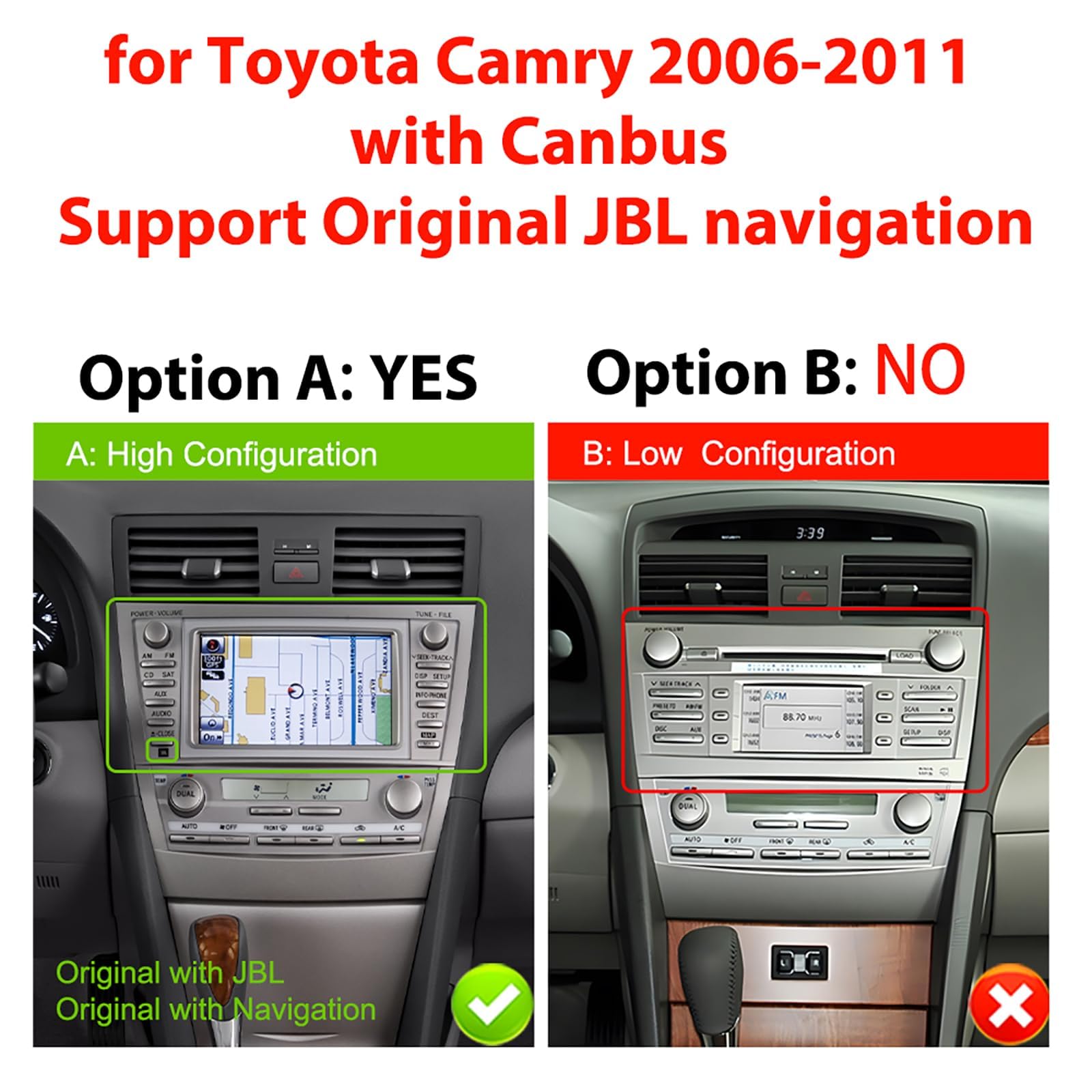 8-Core 6G+128G Car Radio for Toyota Camry 2006-2011 Support Canbus Original JBL navigation, Rimoody Android 13 Car Stereo Wireless Carplay Android Auto 9'' TouchScreen WiFi DSP BT/FM/RDS Backup Camera