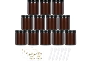 240 ml 8 oz Amber Round Glass Jars with Black Lids Great Perfect for Cosmetics and Face Cream Lotion and Personal Care Produc