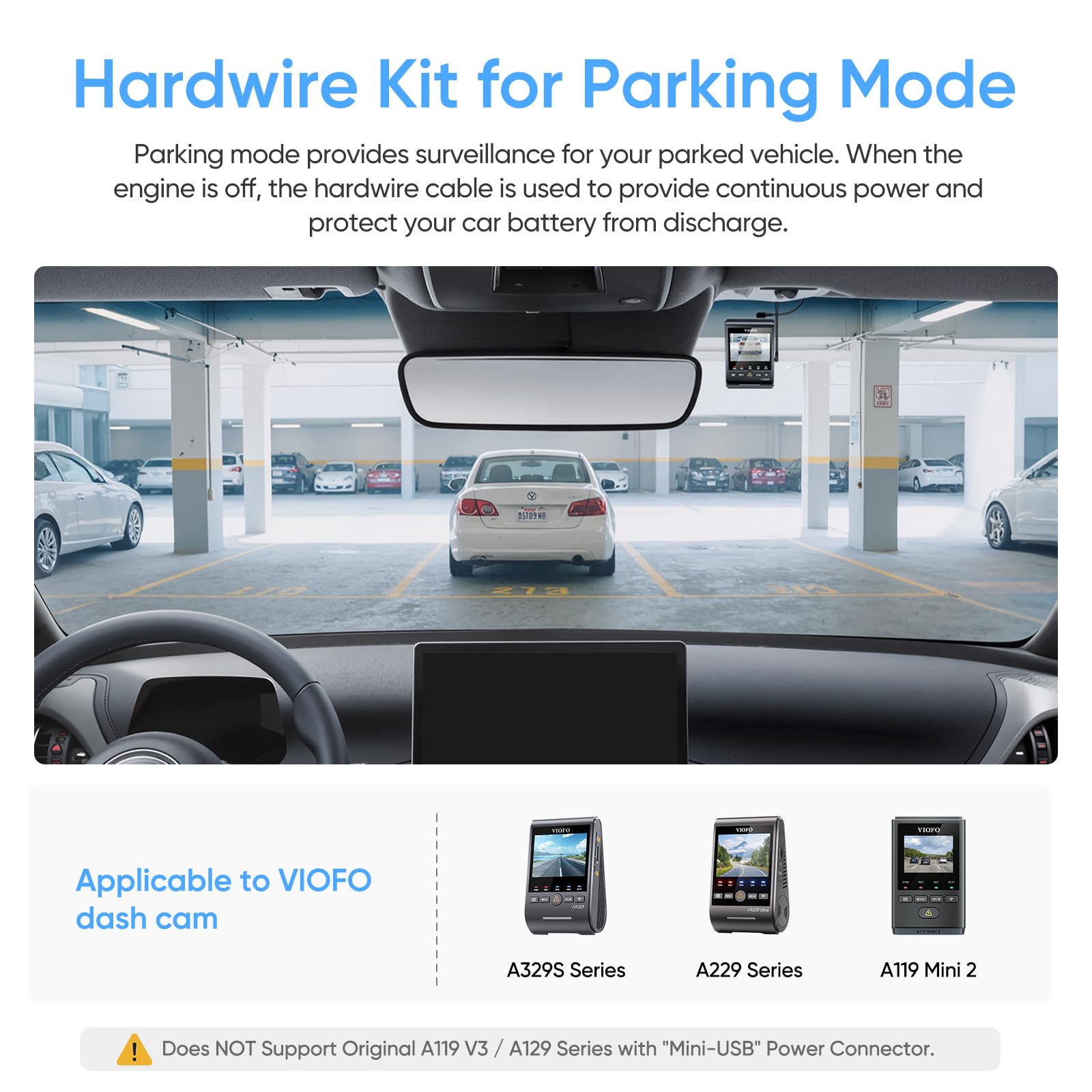 VIOFO HK4 Hardwire Kit with 8pcs Full Set Circuit Fuse Tap, Type-C Port, for A329 series/A229 series/A119Mini2/A139Pro/WM1/T130 Dash Cam