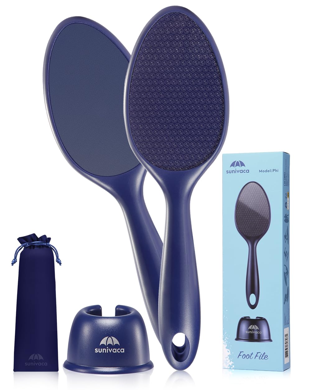 Sunivaca Glass Foot File Hard Skin Remover - Navy Blue