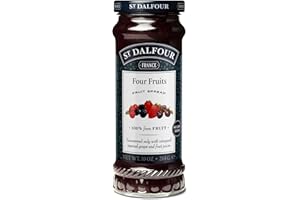 St. Dalfour Four Fruits Fruit Spread - 10oz - 100% from Fruit, No Artificial Ingredients, Non-GMO, No Cane Sugars, All Natural, Made in France