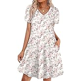 WIHOLL Dresses for Women Casual Summer Loose T Shirt Dress with Pockets Beach Vacation Outfits S-4XL