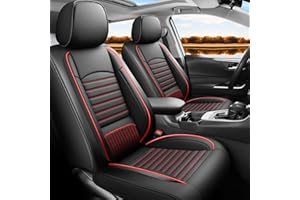 Kaomim Car seat Covers Compatible with Toyota RAV4 2019-2024 2025 Hybrid SE/XSE/LE/XLE/XLE Premium/Limited Automotive Cushion Protector Replacement, Waterproof Faux Leather(Black+Red)