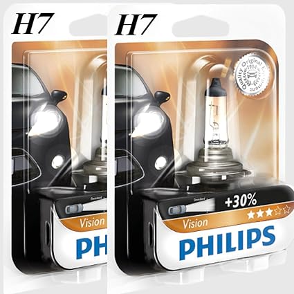 2 Stück Philips H7 Vision +30% mehr Licht Halogen Lampen 12972PRB1
