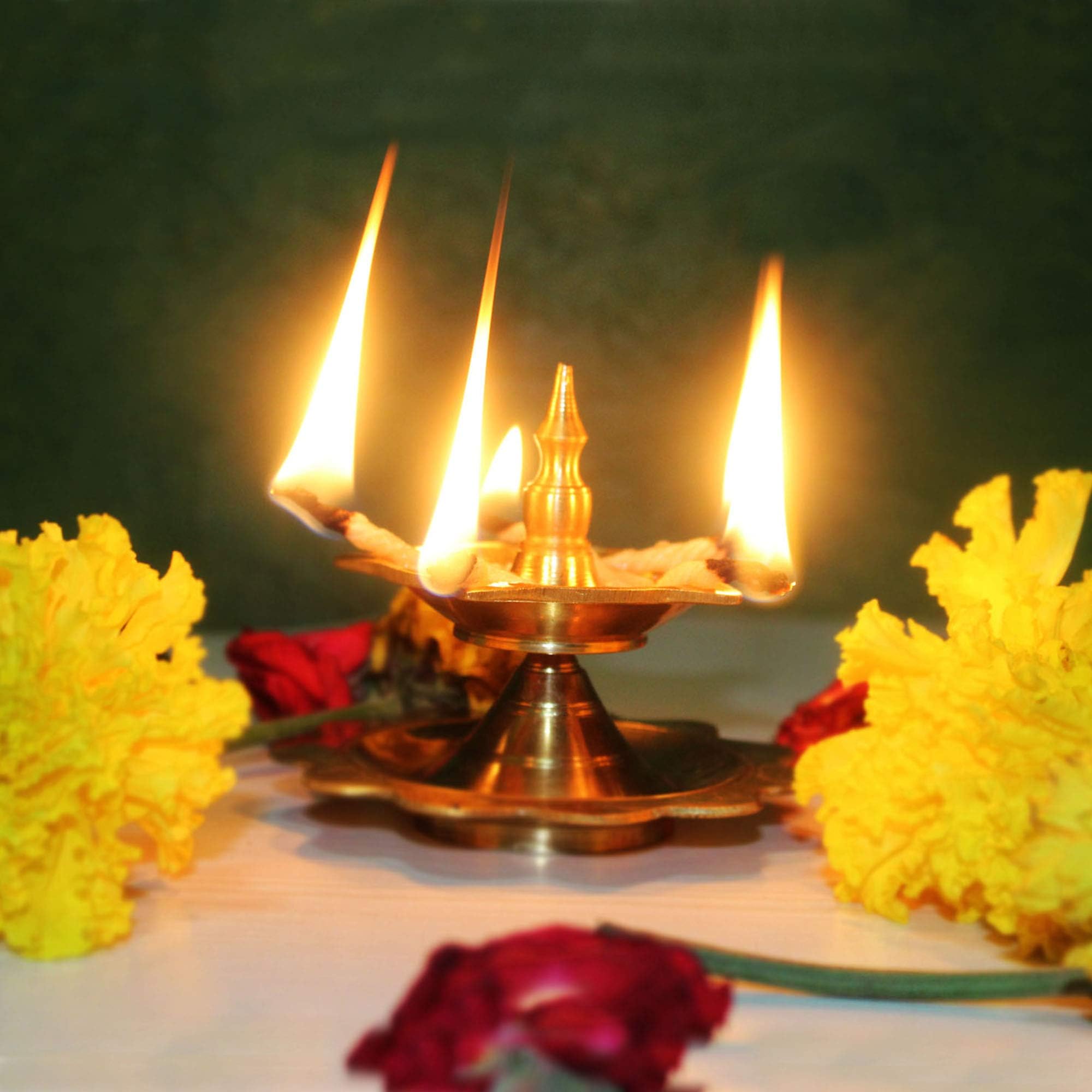 LotusFeet Spirituality Kerala Traditional Brass Deepam/Puja Diya Lamp/Pooja Lamp (Set of 1)