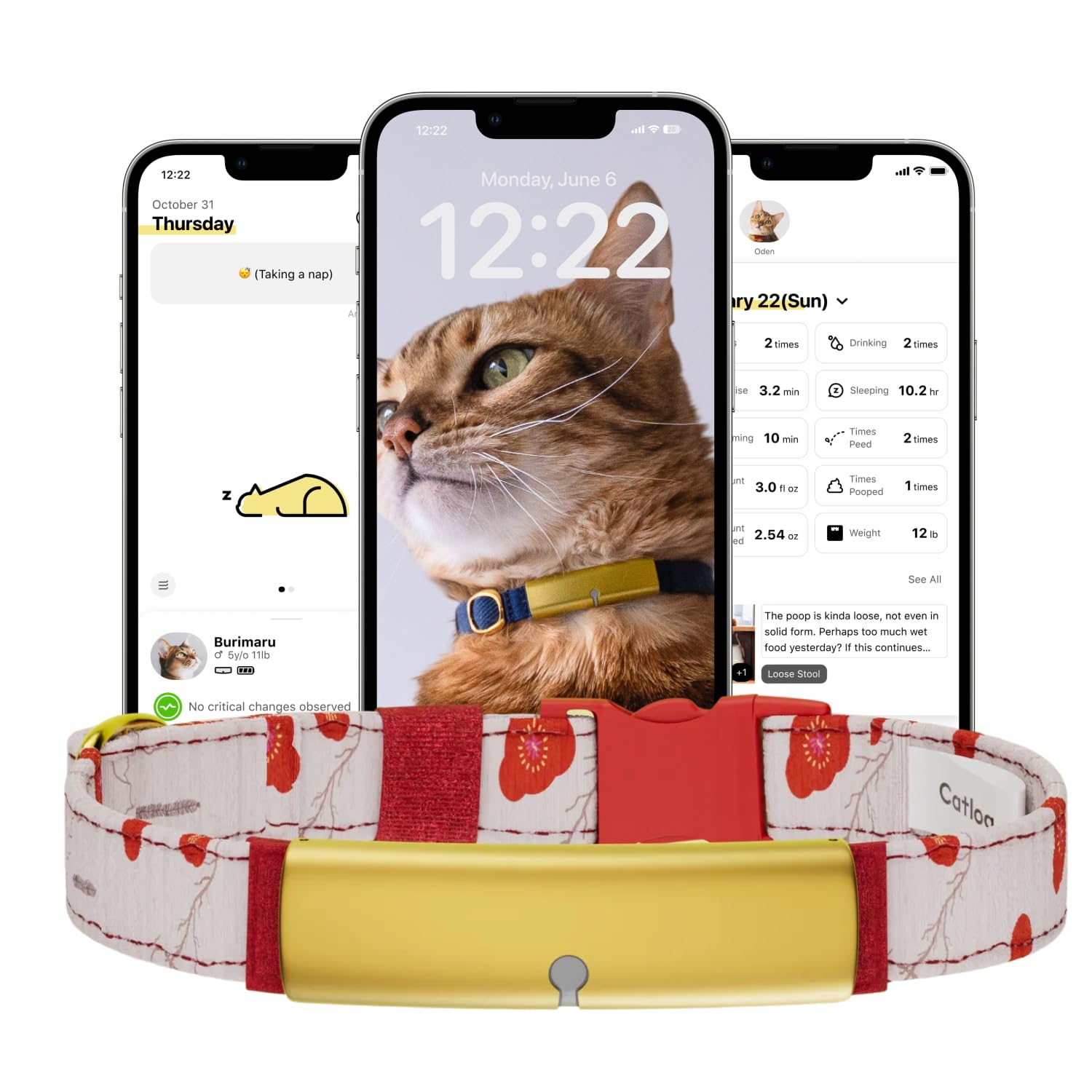 Photo 1 of Catlog Health Tracker for Cats - Smart Cat Collar with Safety Breakaway Buckle for Indoor Cats, Wellness Alerts, Real-time Monitoring (Kimono (Ume),XXL)