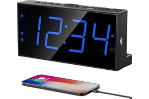 PPLEE Digital Dual Alarm Clock for Bedroom, Large Display Bedside with Battery Backup, USB Phone Charger, Volume, Dimmer, Easy to Set Loud LED Heavy Sleepers Kid Senior Teen Boy Girl Kitchen