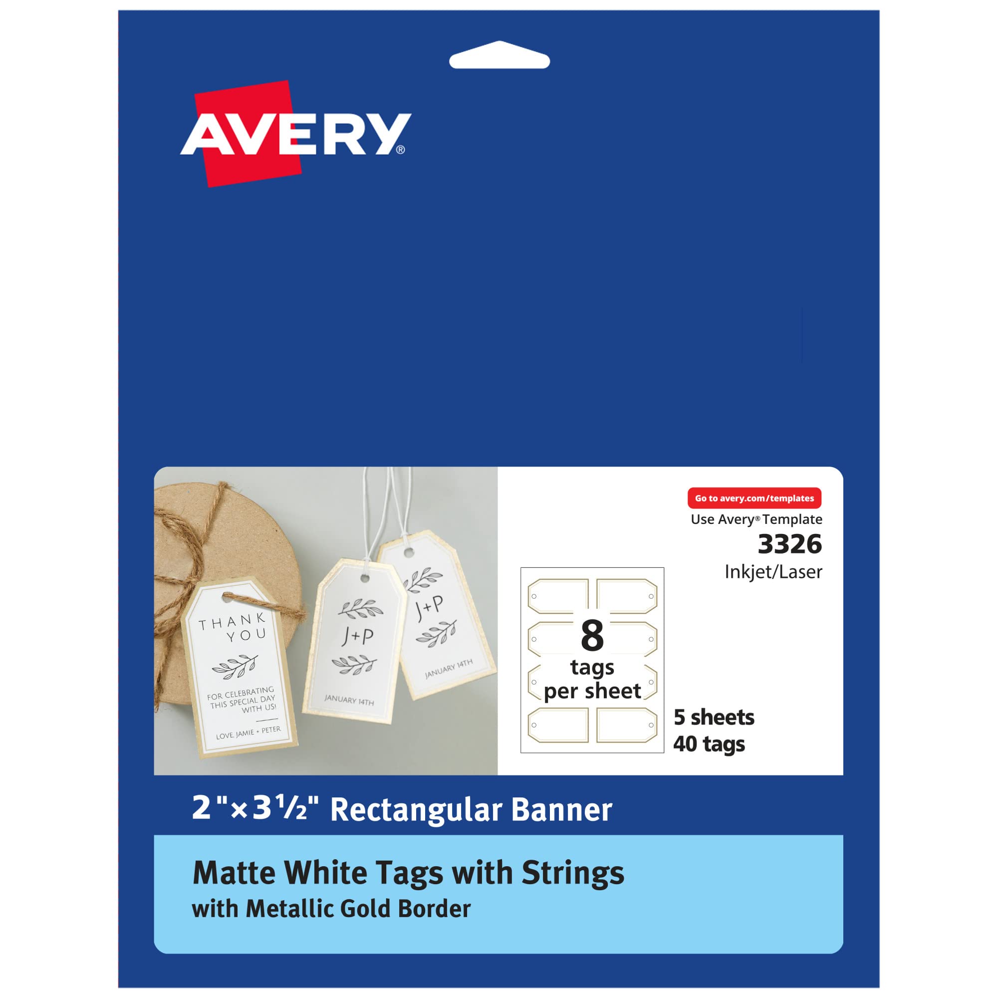 Avery Tags with Metallic Gold Borders and