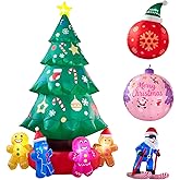 9ft Christmas Tree Decoration with Gingerbread Men Inflatable Outdoor Indoor Decor, Giant Blow Up Weatherproof Xmas Decorations for Yard, Built-in LED Rotating Light for Gardern Lawn Winter Holiday