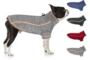 cyeollo Dog Sweater Coat Fleece Jacket Dog Clothes Reflective Zip Up Jackets with Dual D Ring Warm Winter Coat for Small Dogs, Grey Medium