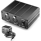 Neewer 2-Channel 48V Phantom Power Supply with Power Adapter for Condenser Microphones, Transfer Sound Signal to External Sou