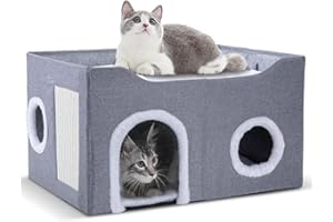 Gosipeya Cat House for Indoor Cats – Foldable Cat Cave & Covered Cat Bed, Cozy Hideaway for Small Pets and Large Cats (23.6"x