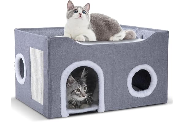 Gosipeya Cat House for Indoor Cats – Foldable Cat Cave & Covered Cat Bed, Cozy Hideaway for Small Pets and Large Cats (23.6"x