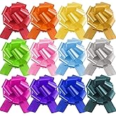 12PCS Pull Bows for Gift Wrapping, 6 Inches Gift Bow for Baskets Christmas Presents Flower Bouquet Birthday Party Wedding Ribbon Bows (Multiple Colors)