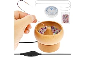 HSHGZSR Electric Wooden Bead Spinner with 2 Beading Needles Bead Making Spinner Effort Saving Spin Beading Bowl Easy to Opera