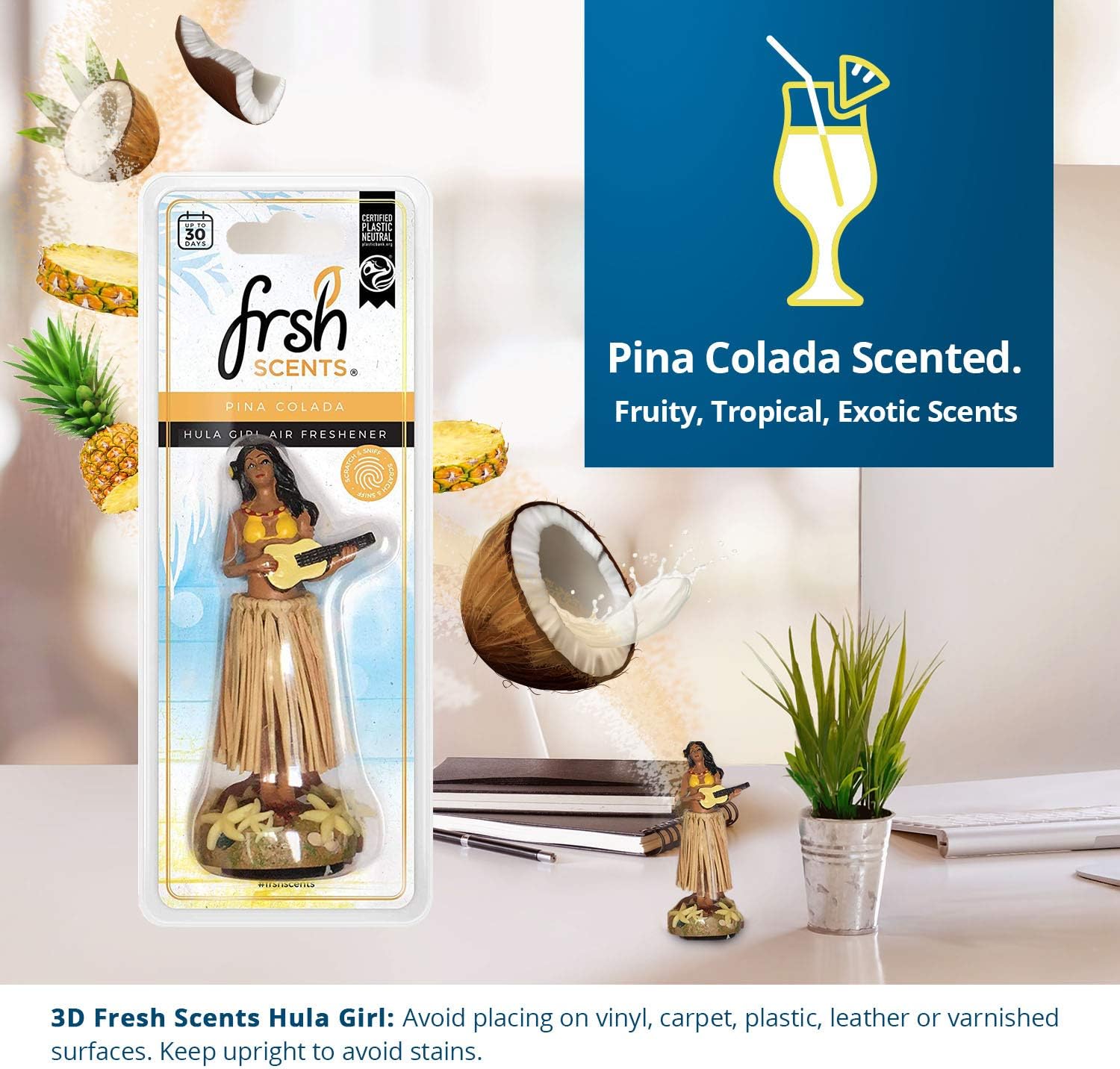 FRSH Scents FR9750 Car Air Freshener 3D Hula Girl with Pina Colada Fragrance, Beige, 50 g (Pack of 1) - Image 5