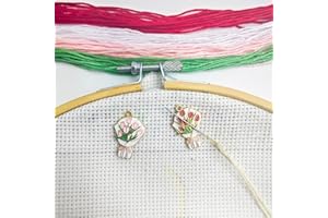 MAGNEECH 2Pcs Needle Minder for Cross Stitch, Pretty Flower Cartoon Enamel Pin,Embroidery Needlework Accessories,Gift for Cross Stitch Lover (Tulip Bouquet)