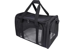Stonehomy Large Cat Carrier Bag for Medium Sized Cats 15 lbs, Soft Collapsible Pet Dog Carriers for Small Dogs Puppy Travel, Black Medium