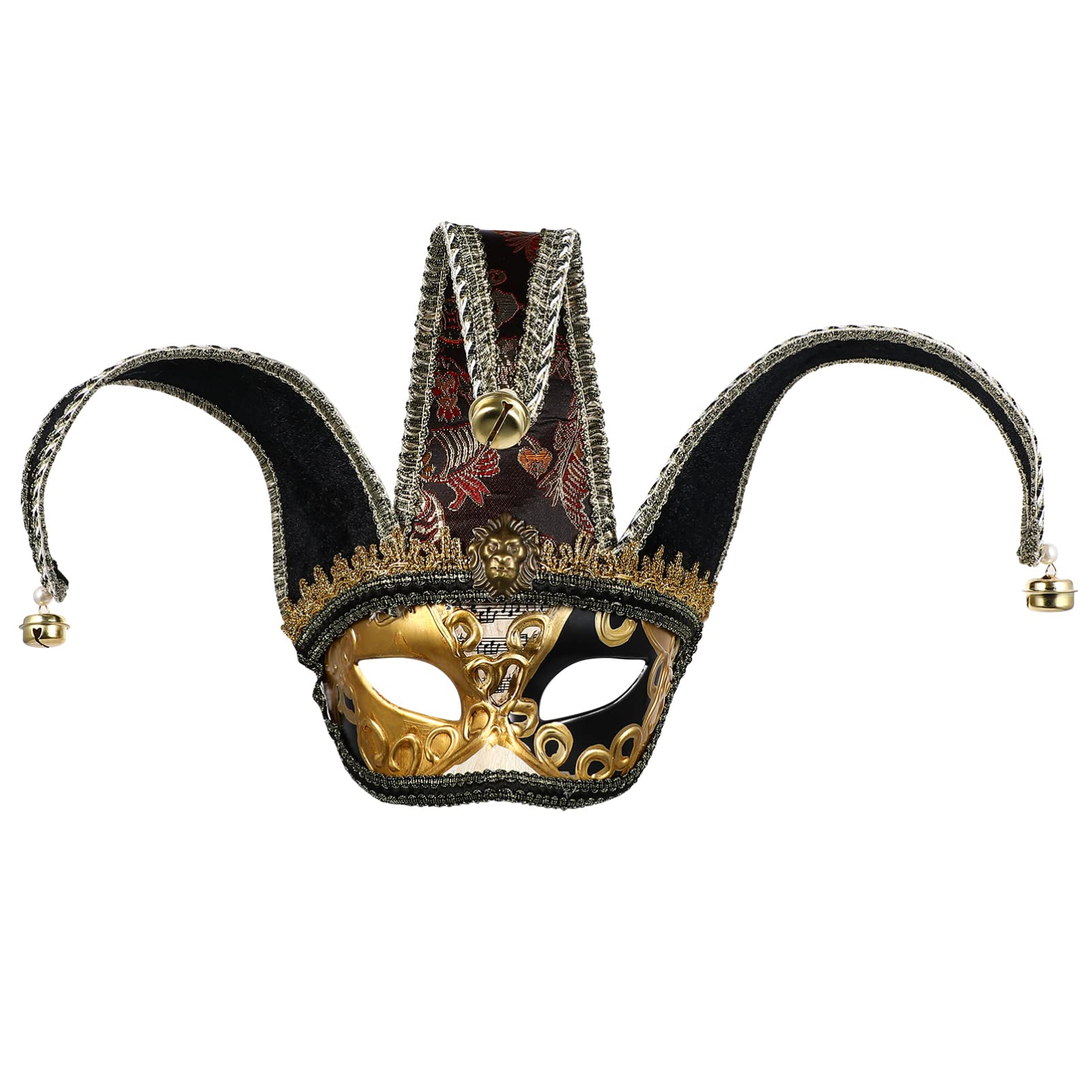 ABOOFAN Masquerade Mask for Men Women Venetian Jester Mask Half Face Mardi Gras for Halloween Costume Party, Ball Prom, Wall Decoration (Black)