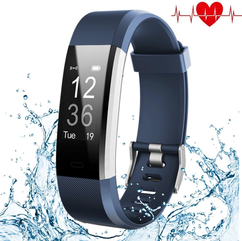 Kybeco Fitness Tracker, Elegant Waterproof Heart Rate Monitor Activity Tracker Wearable Wristband Wireless Step Counter Smart Bracelet Watch for Android and iOS Smartphones