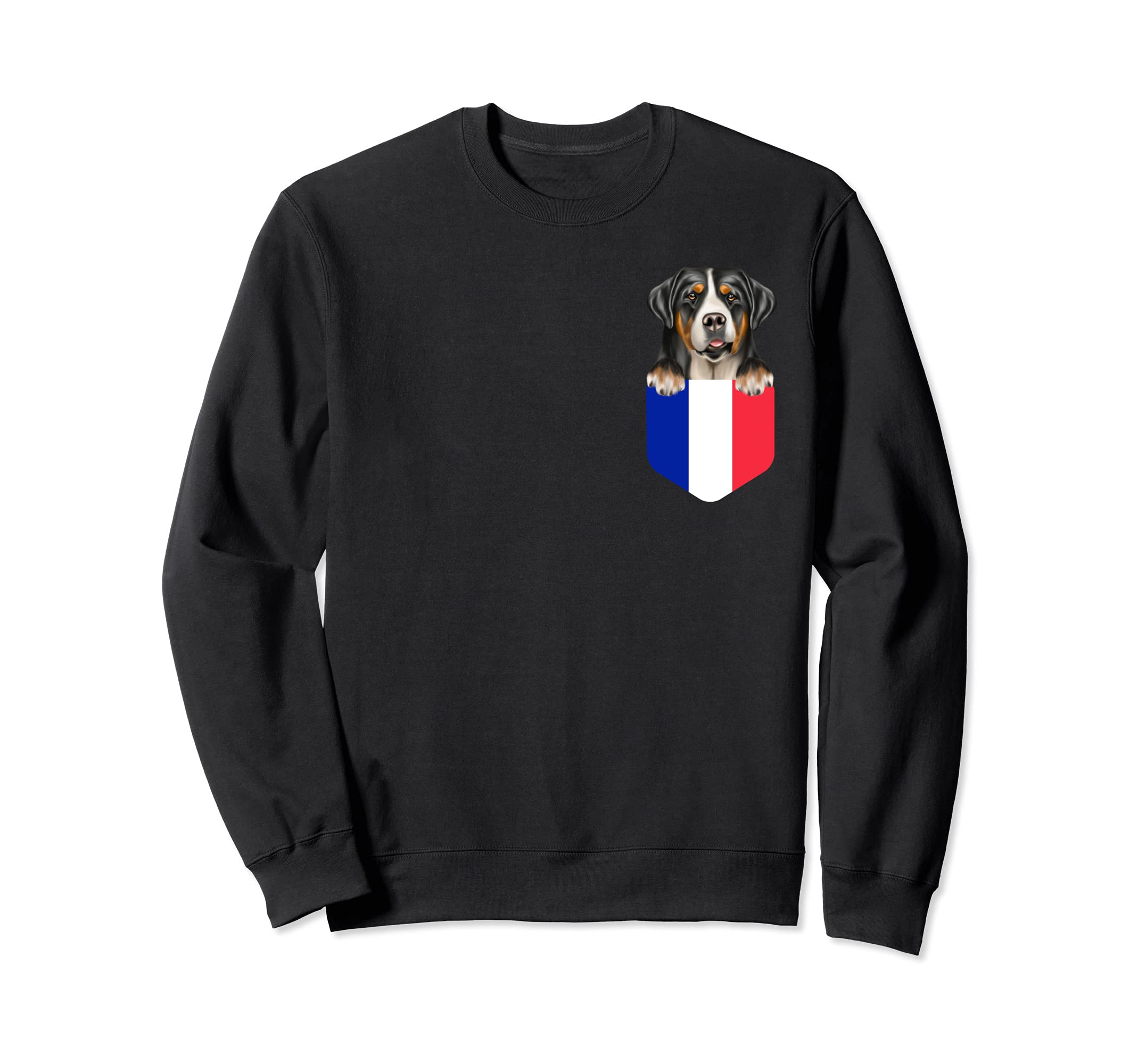 France Flag Greater Swiss Mountain Dog Dog In Pocket Sweatshirt