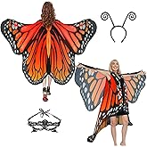 Sunlisky Halloween Costumes Woman 2025-Butterfly Costume Wings Cape with Lace Mask and Headband for Women Adult