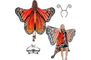 Sunlisky Halloween Costumes Woman 2025-Butterfly Costume Wings Cape with Lace Mask and Headband for Women Adult