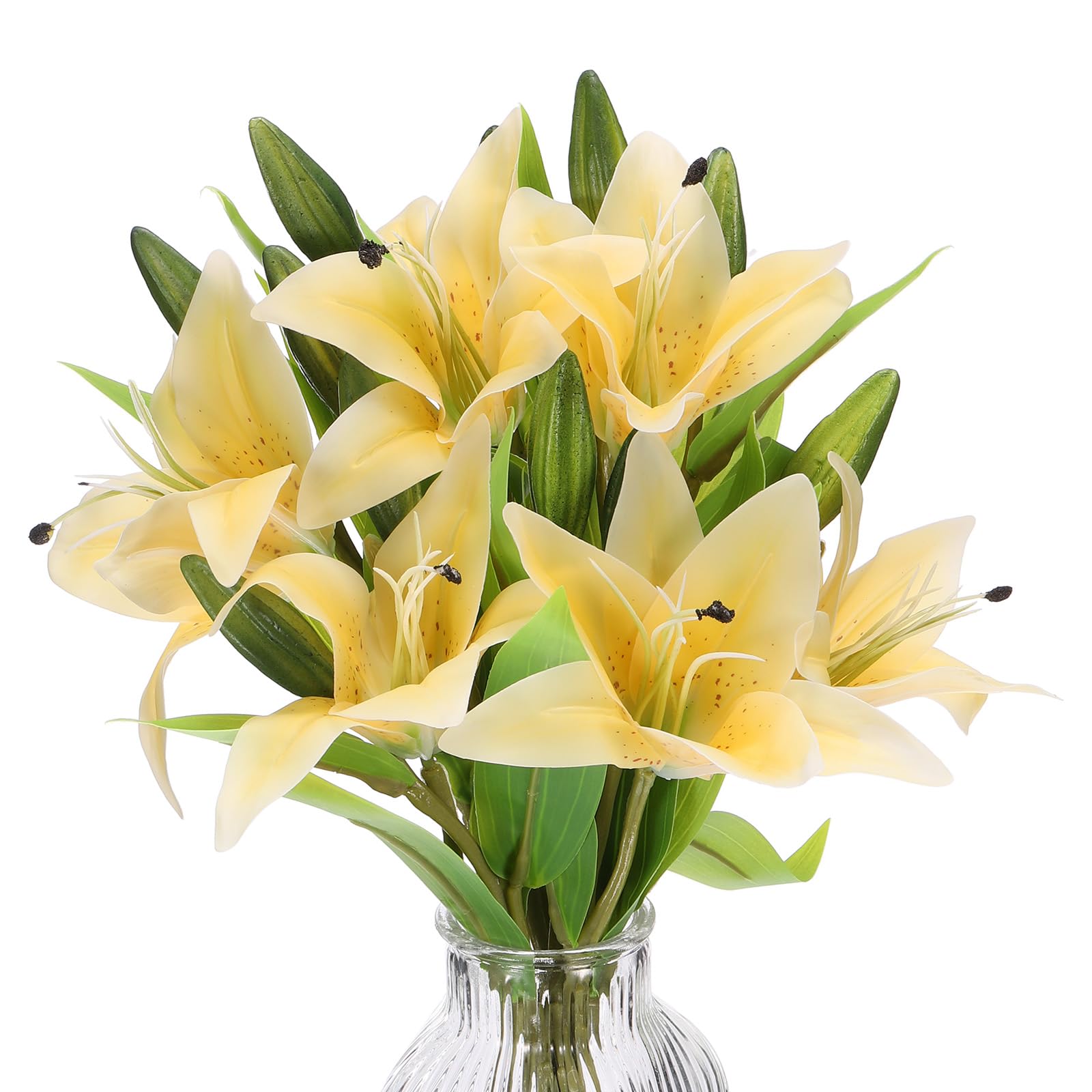 PATIKIL Lily Fake Flowers, 6PCS Artificial Flowers Lily Silk Faux in Vase Real Touch for Home Decor Centerpiece Table Decorations Dining Room, Yellow
