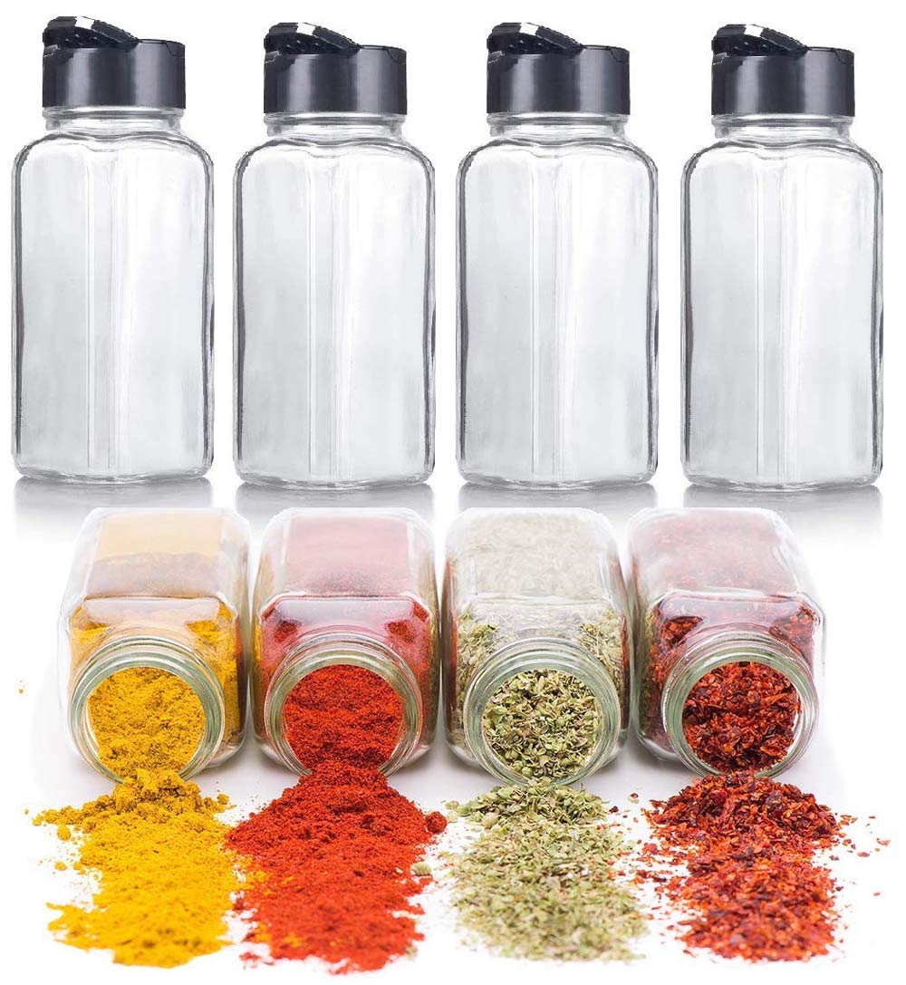 ANADIK (DEVICE) Salt & Pepper Glass Jar Spice Holder Dispensers Oregano