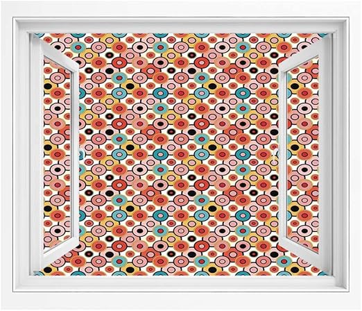 Amazon サイケデリックな装飾 絵画風 壁紙ポスター はがせるシール式 90x60 Cm ヴィンテージのカラフルな入れ子になったサークル サイケデリックな泡パターンアートワーク 風景画 アートポスタ 窓ポスター オレンジイエロー ウォールステッカー オンライン通販