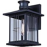 Marlo 1-Light Outdoor Light, Black Wall Mounted with Clear Glass, Motion Sensor/Photocell Included Durable Lighting for Entry
