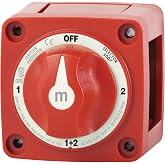 Blue Sea Systems m-Series Mini Selector Battery Switch, Red | 4 positions; 300A continuous; 32V DC max; switches or combines two battery banks