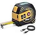 hittaty 2 in 1 Laser Tape Measure, 197 ft Laser Measuring Tool & 16 ft Measuring Tape Self-Locking with Type-C Charging, Measuring Pythagorean, Area, Volume, M/in/Ft Unit Switch (60M)