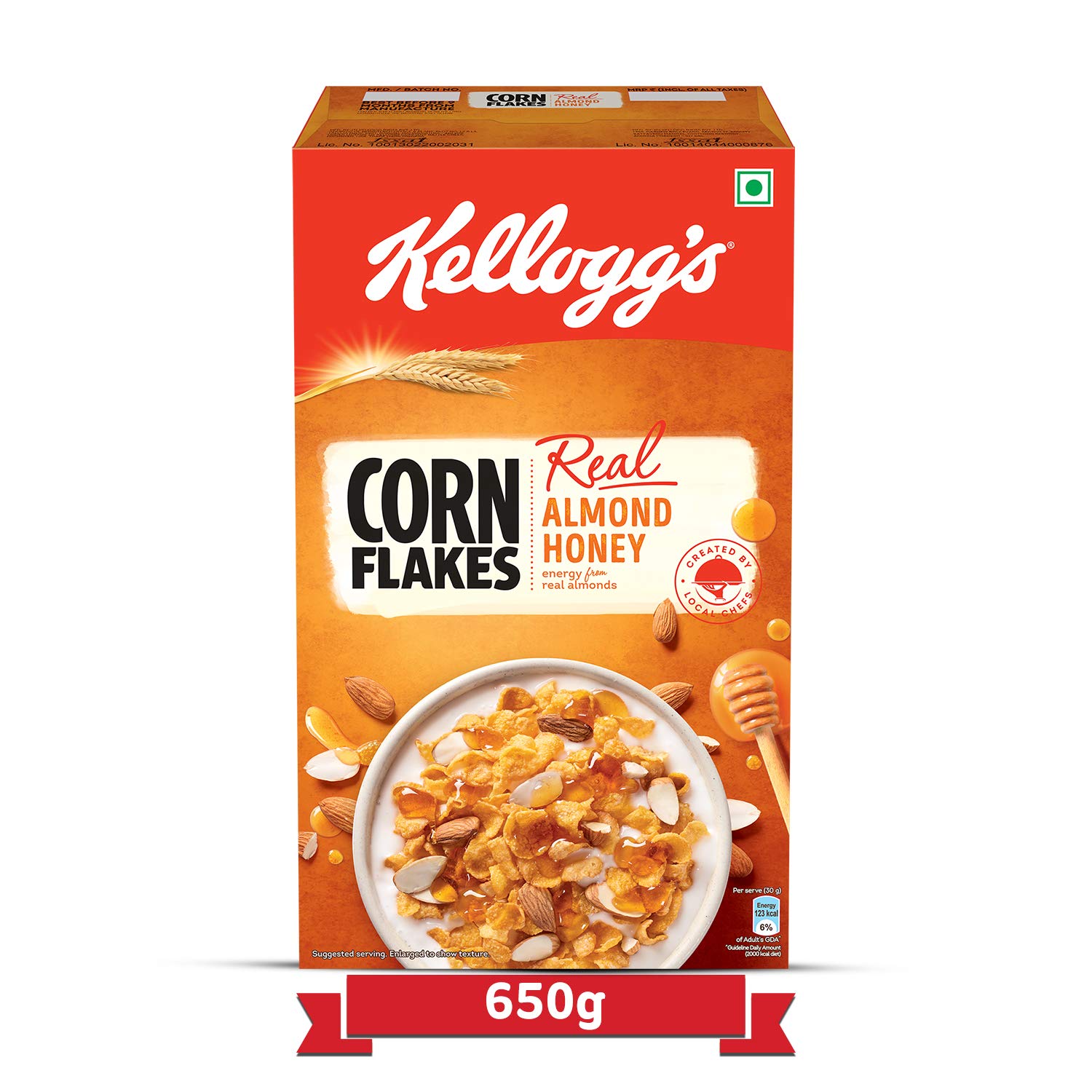 Kellogg S Corn Flakes Real Almond Honey Breakfast Cereals High In Vitamin B1 B2 B6 C High In Iron Naturally Cholesterol Free 650g Pack Amazon In Grocery Gourmet Foods