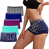 DEEP TOUCH Womens Boy Shorts Underwear Boyshort Panties Ladies Panties Nylon Panty Sleep Boxer Briefs 5 Pack