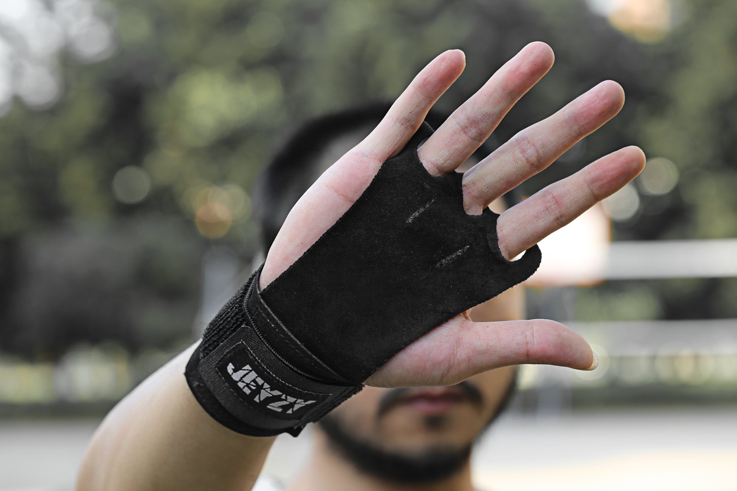 Leather gymnastics grips 3 hole hand grips with wrist support Palm