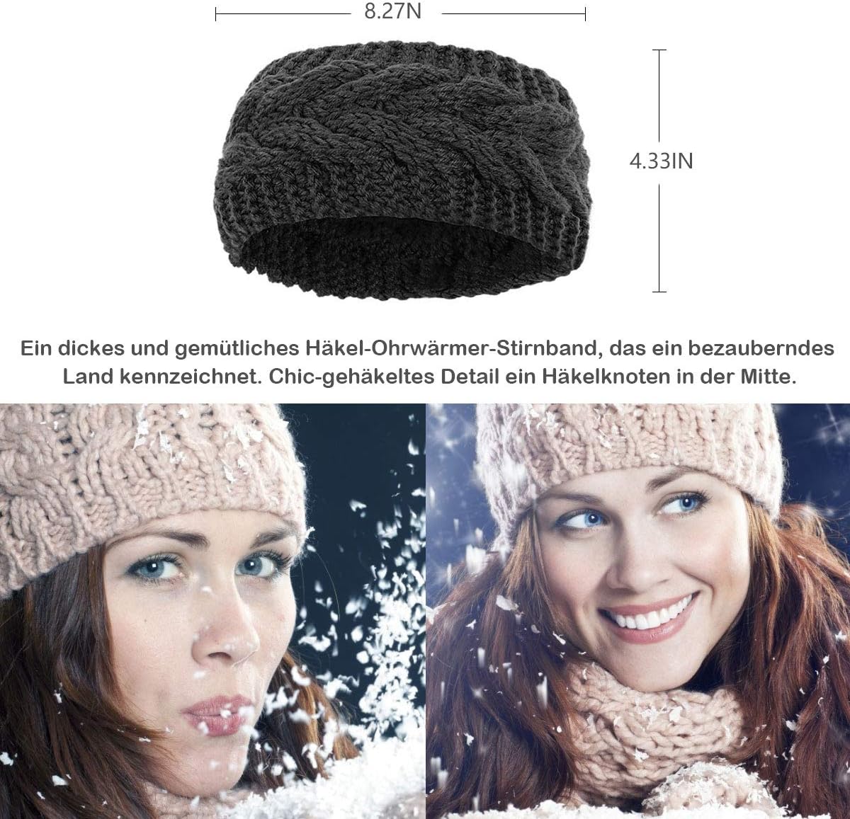 Winter Knitted Headband for Women, Soft Warm Crochet Braided Ear Warmer - Image 4