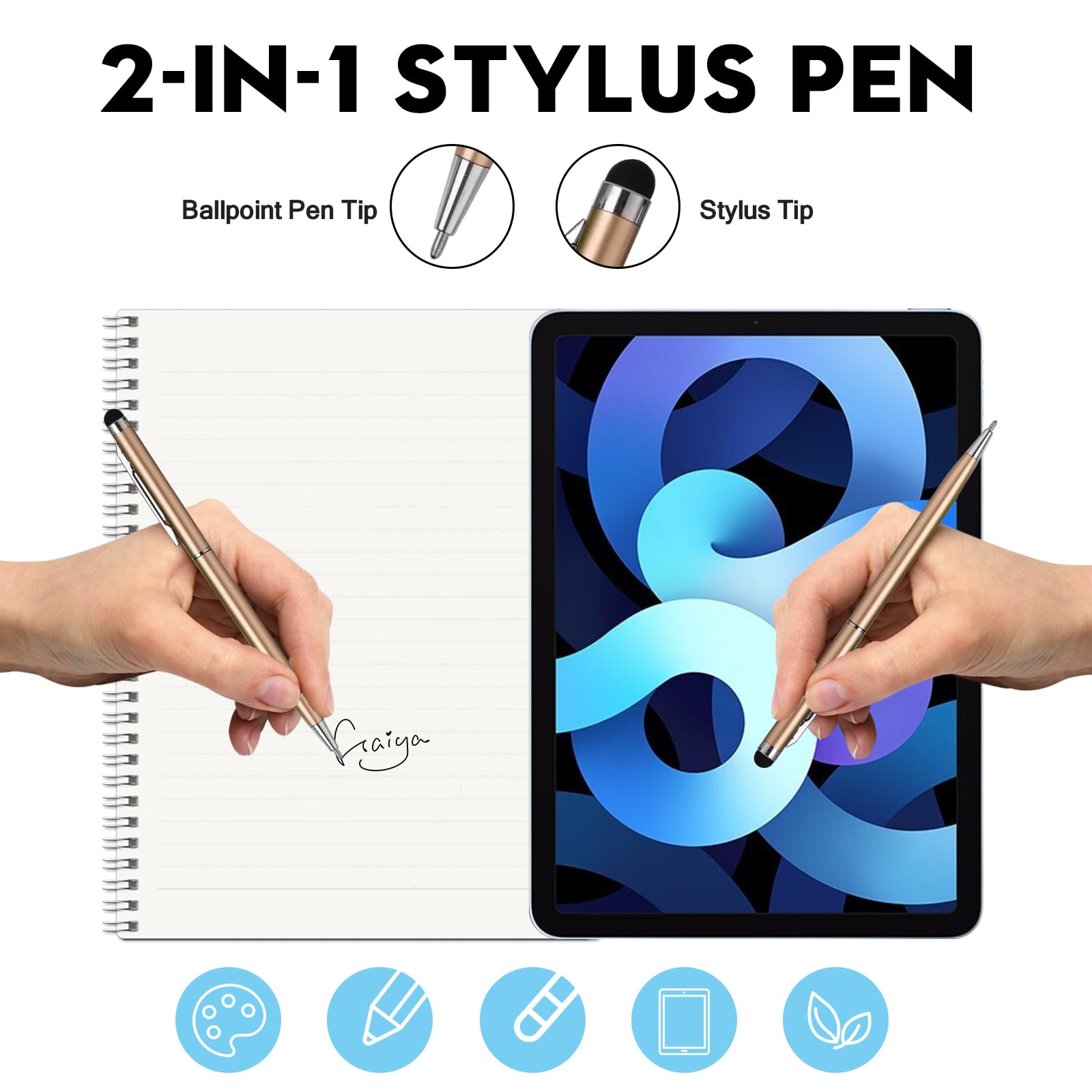 FIRCRE 15 Pack Stylus Pens for Touch Screens Stylus Pen Compatible with Phone Tablets Kindle and Black Ink Ballpoint Pens-2 in 1 Stylists pens for Touch Screens